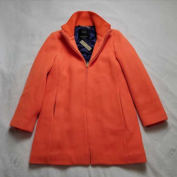 New 8P J Crew neon tangelo lodge coat - Picture 2 of 10